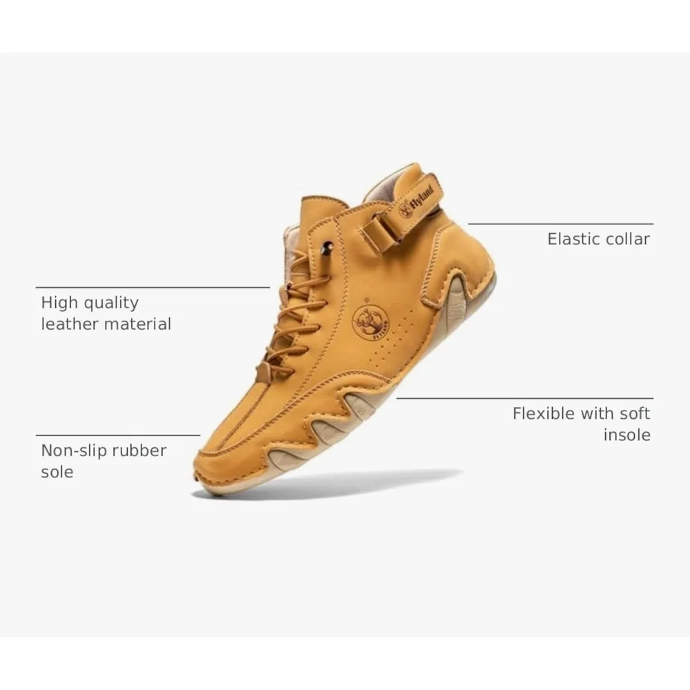 Flyland 9008 Mens Golden Leather Chukka Boots Lace Up Ankle Shoes Size 9.5 NEW